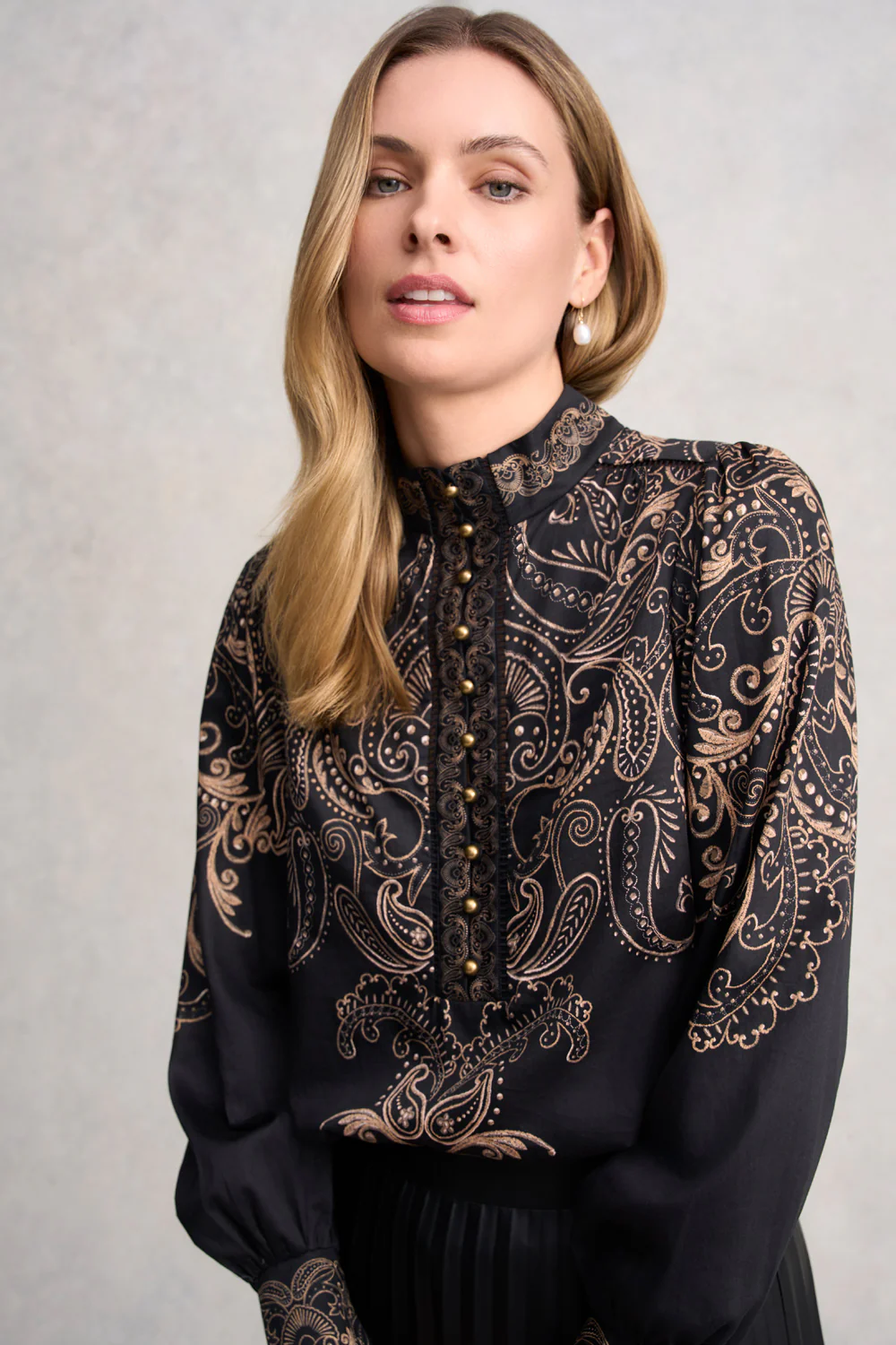 Border Print Blouse - Paisley Border Print - Image 7
