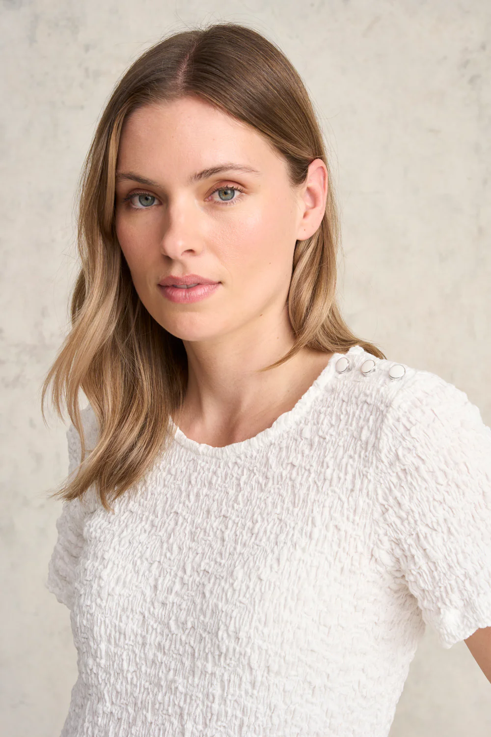 Crinkle Cotton T-Shirt - White - Image 3