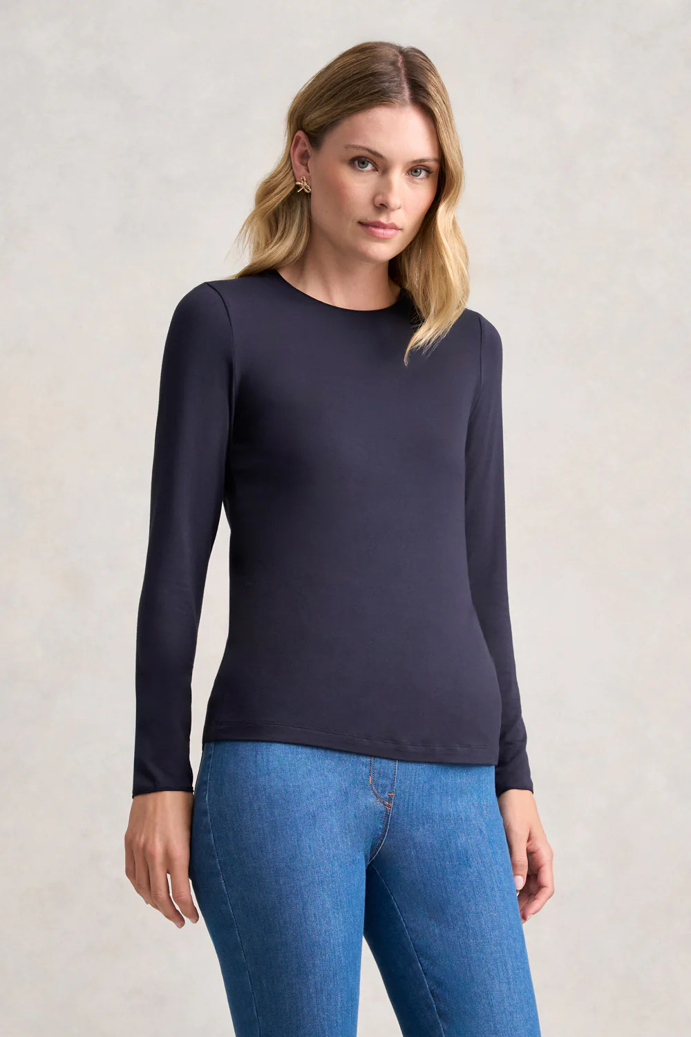 Long Sleeve Crew Neck Top - Ink - Image 4