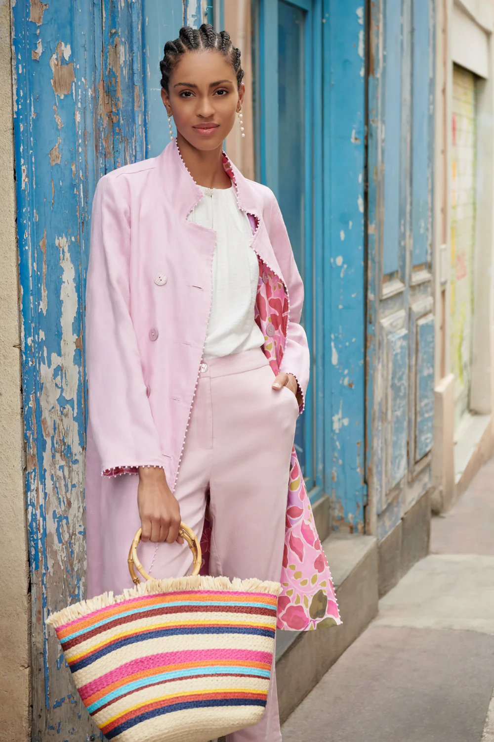 Tab Detail Linen Pant - Pink Lilac - Image 7
